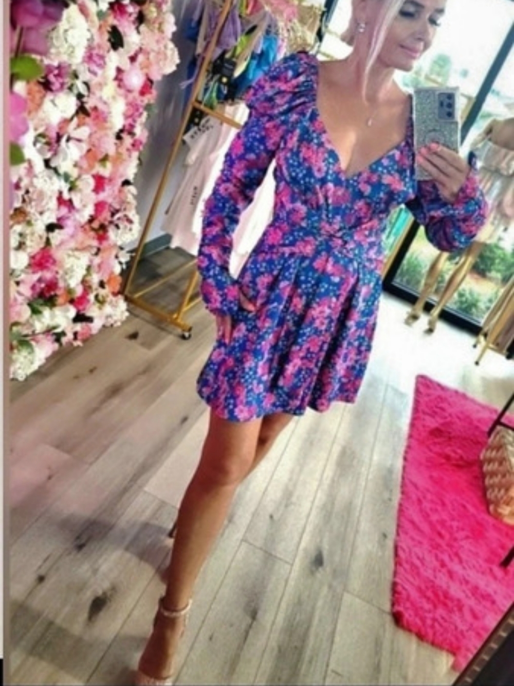 Floral Mini Dress in Blue & Pink FOR Love And Lemons SMALL
